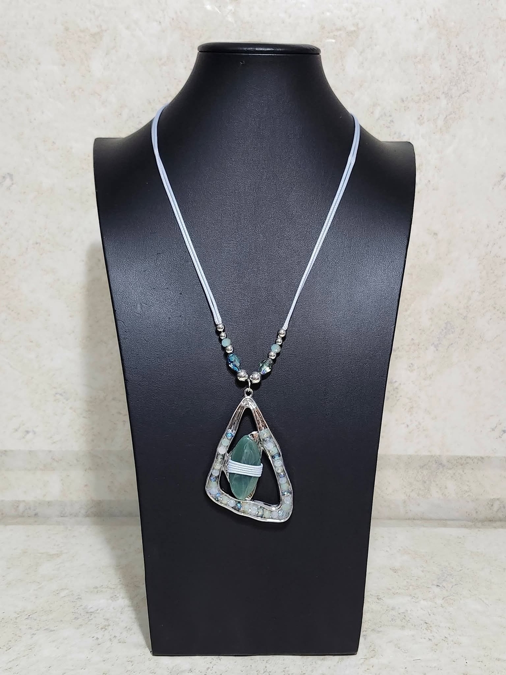 Handcrafted Teardrop Pendant Necklace in Green